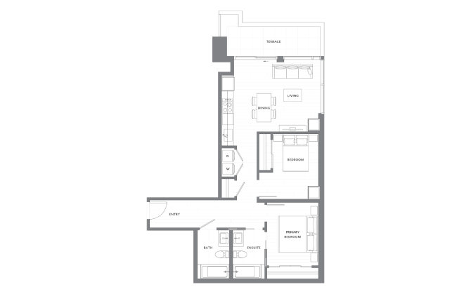 2 Bedroom 2 Bath B8 floor plan