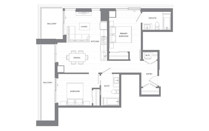 2 Bedroom 2 Bath B11 floor plan