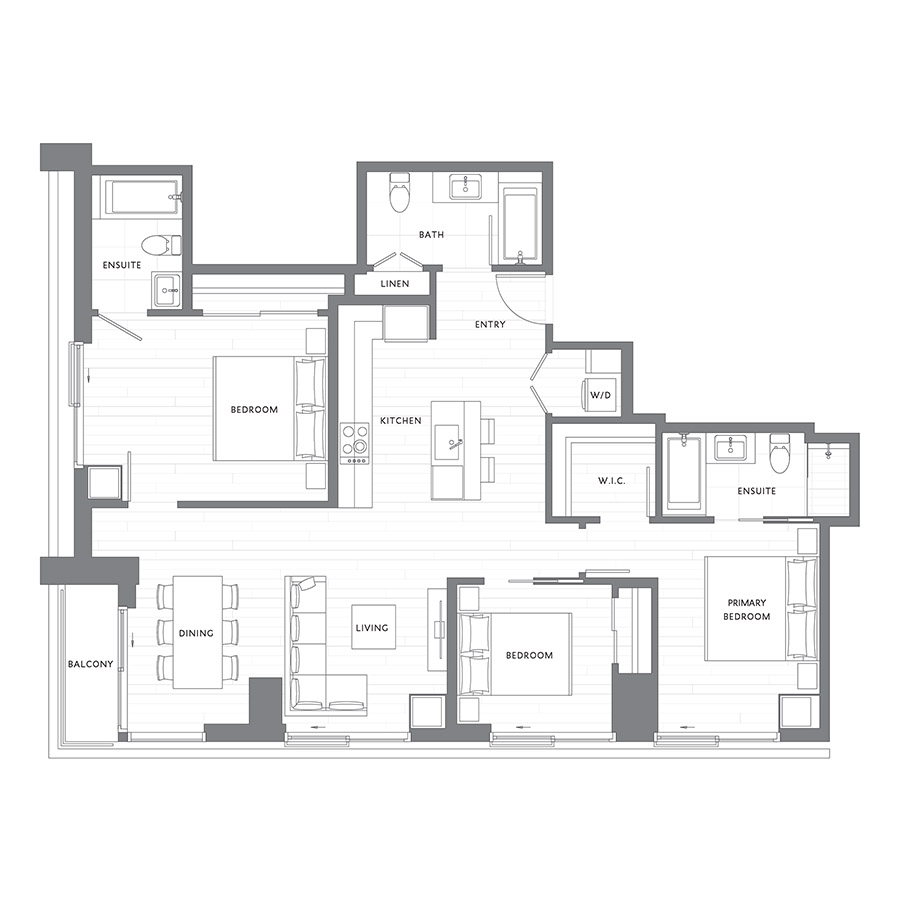3 Bedroom 3 Bath C2 floor plan