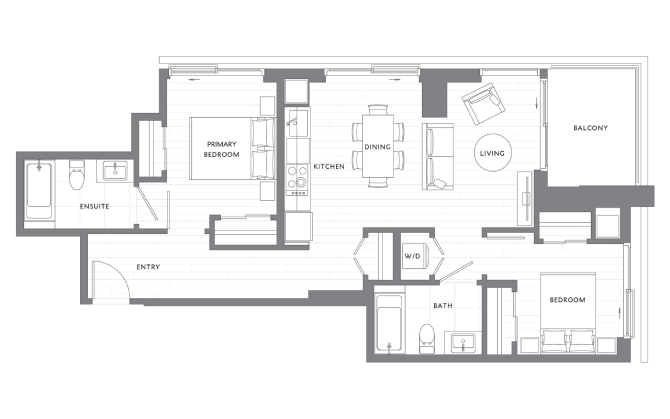 2 Bedroom 2 Bath B10 floor plan