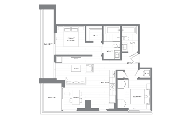 2 Bedroom 2 Bath B19 floor plan