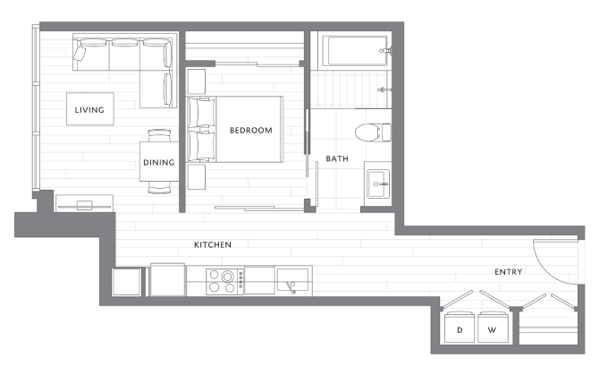 1 Bedroom 1 Bath A9 floor plan