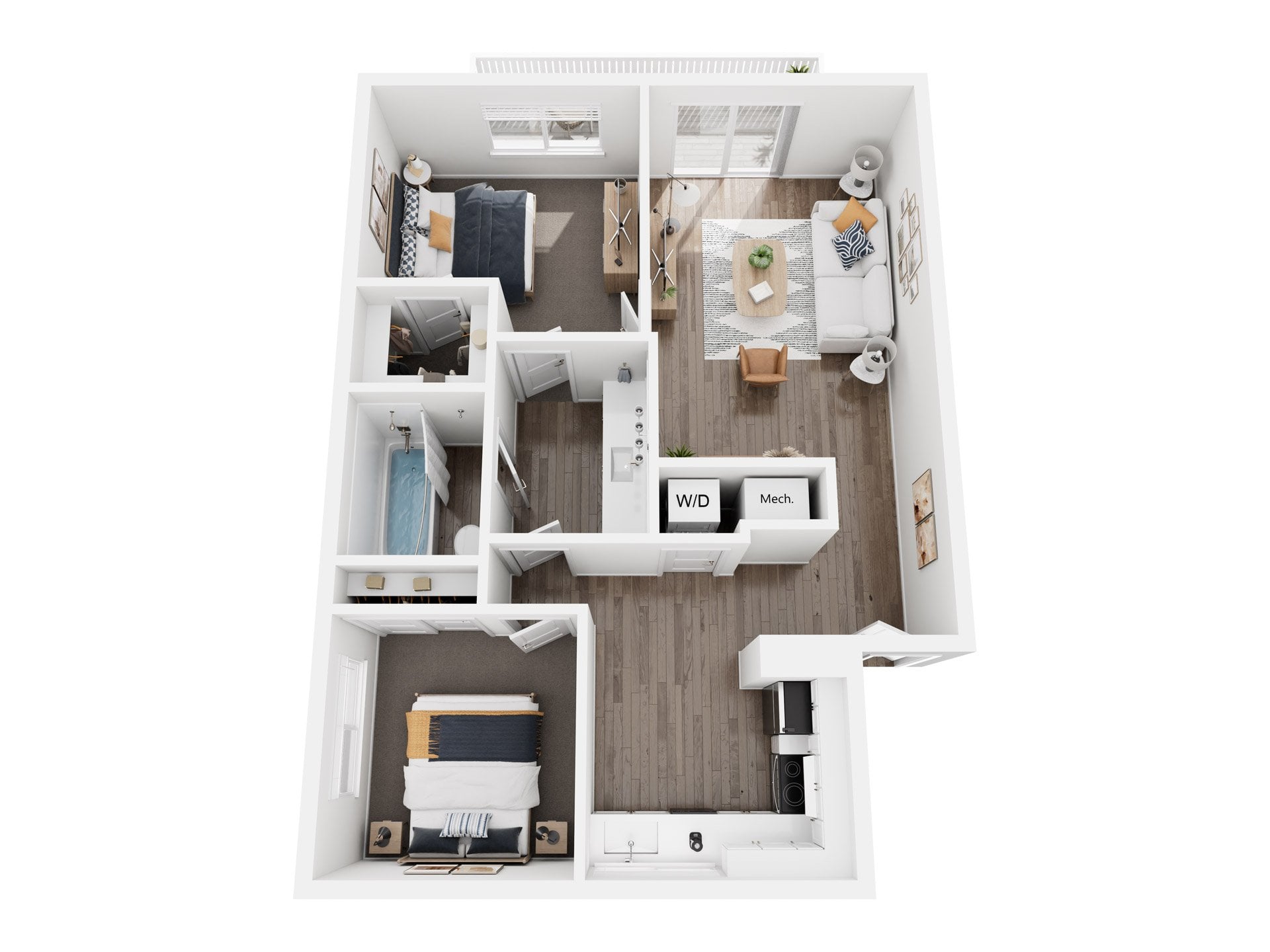Renovated 2 Bed, 1 Bath W/D floor plan