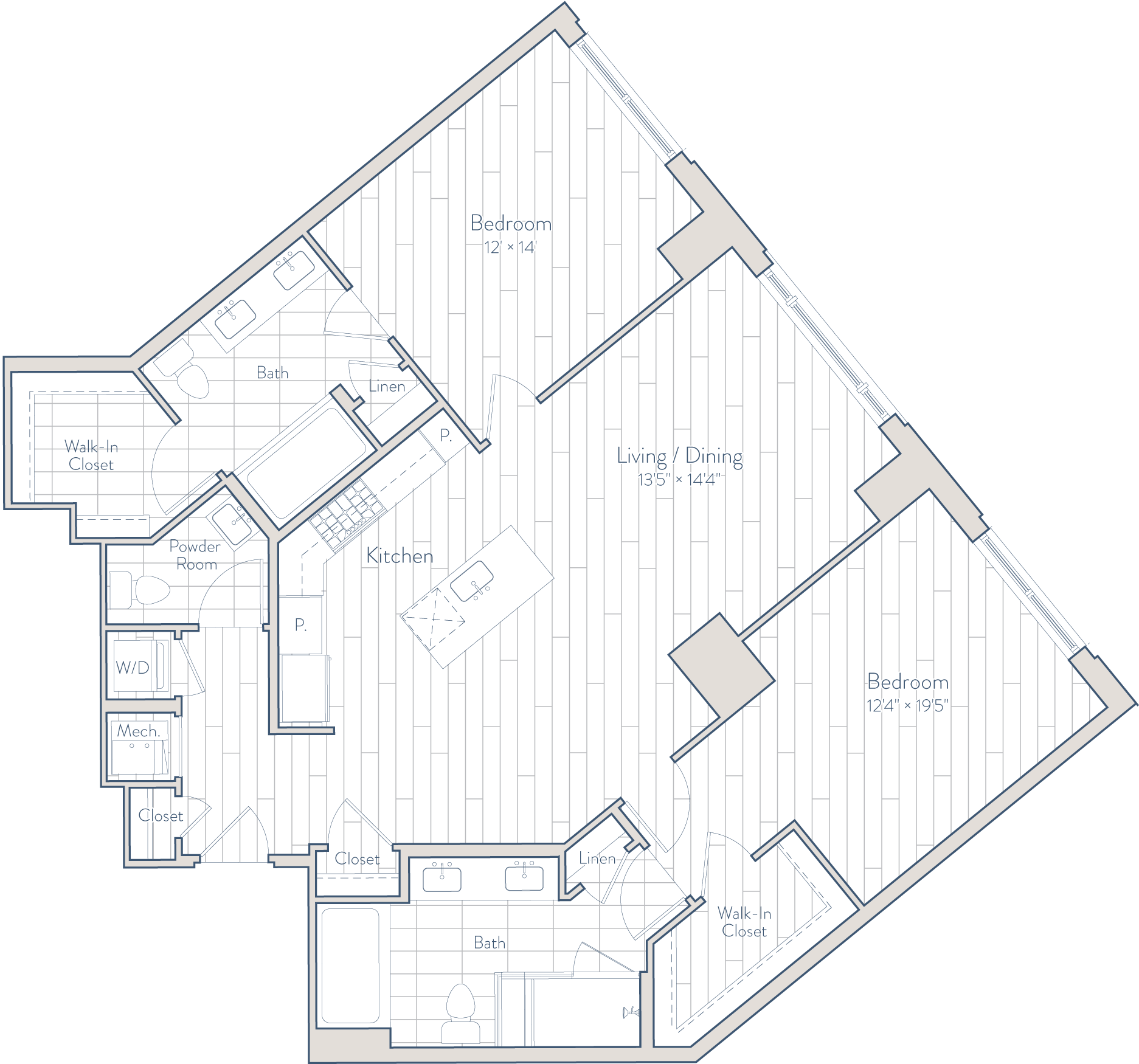 2 Bed/2.5 Bath-E6-3 floor plan