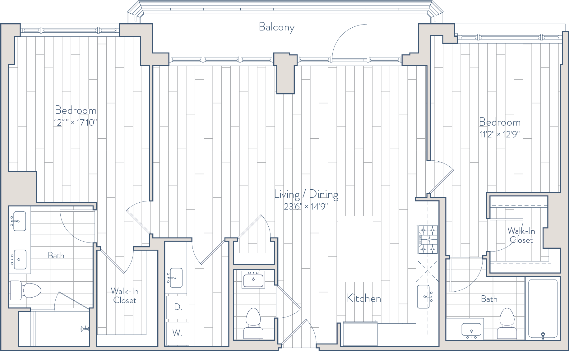 2 Bed/2.5 Bath-E28-b1 floor plan
