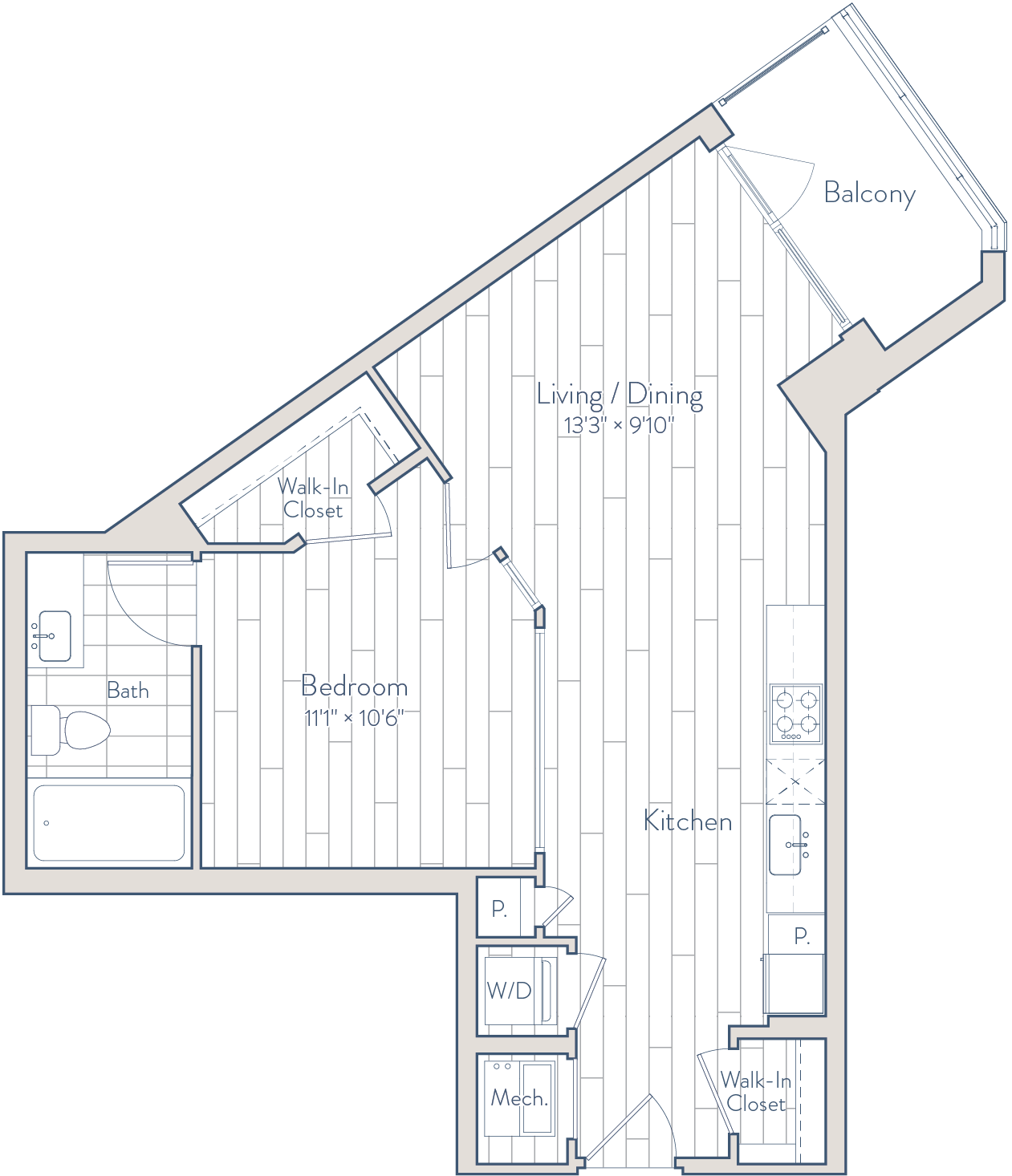 1 Bed/1 Bath-B1-a floor plan