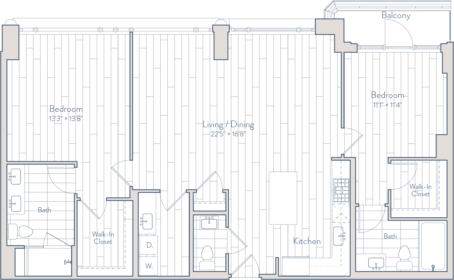 2 Bed/2.5 Bath-E29-A2 floor plan