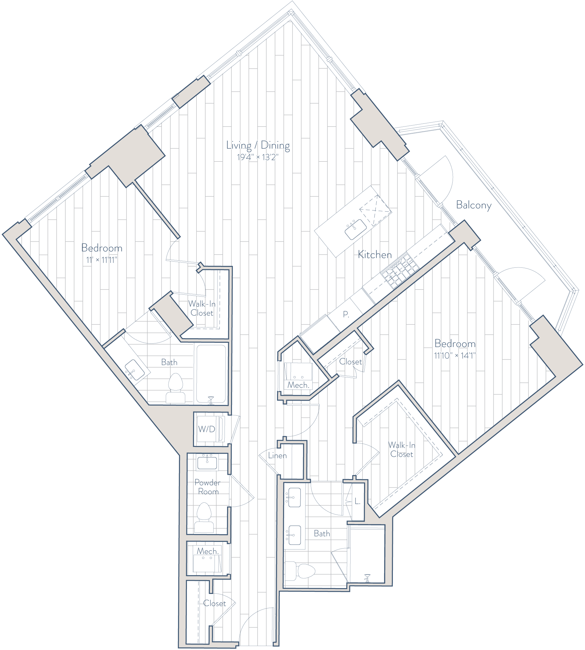 2 Bed/2.5 Bath-E5-b floor plan