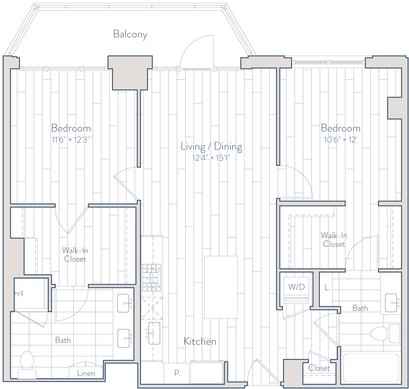 2 Bed/2 Bath-E26-b floor plan