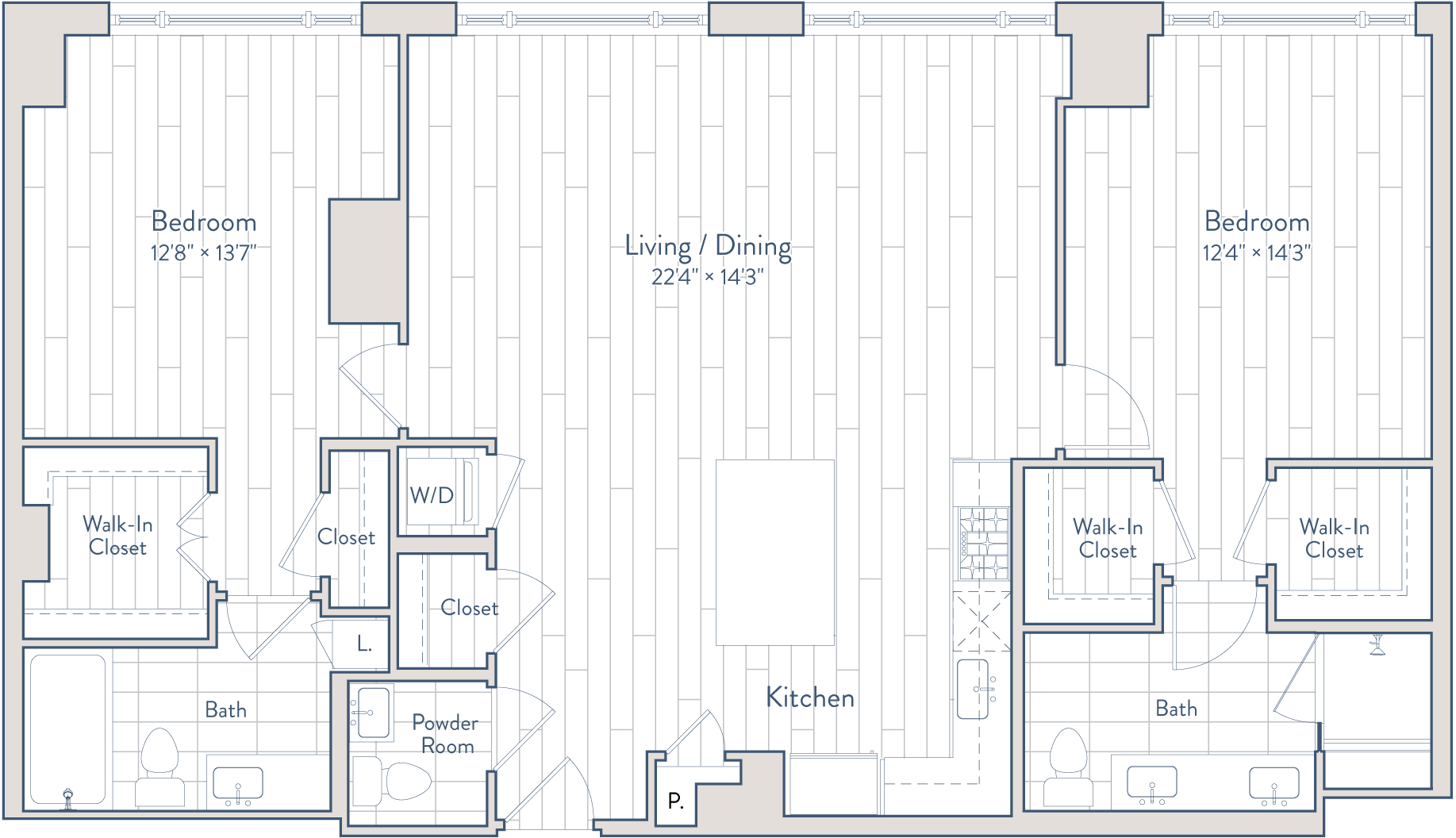 2 Bed/2.5 Bath-E27-2 floor plan