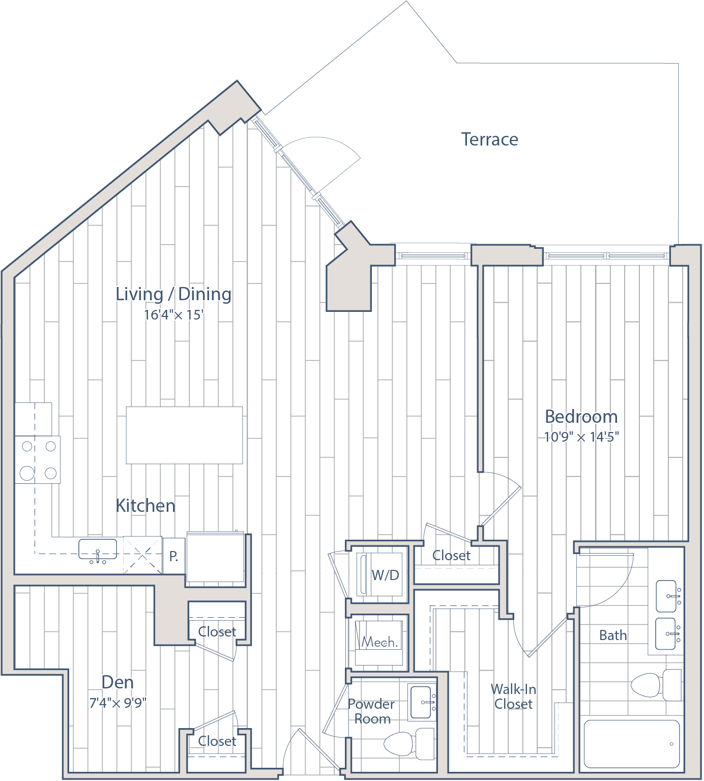 1 Bed/1.5 Bath Den-D3-c floor plan