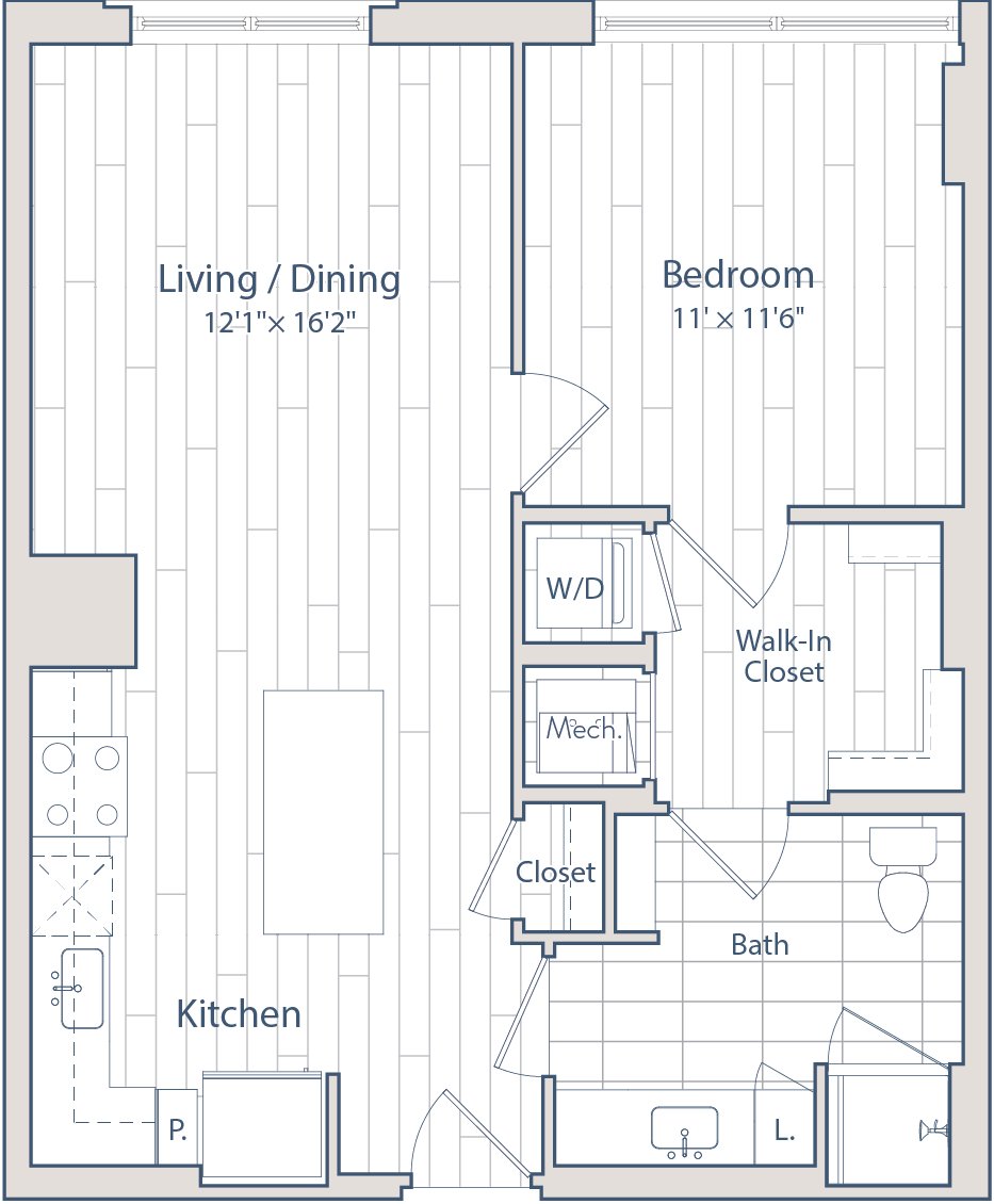 1 Bed/1 Bath-C4-2 floor plan