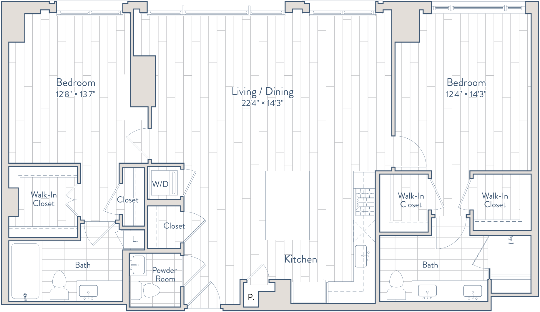 2 Bed/2.5 Bath-E27-1 floor plan