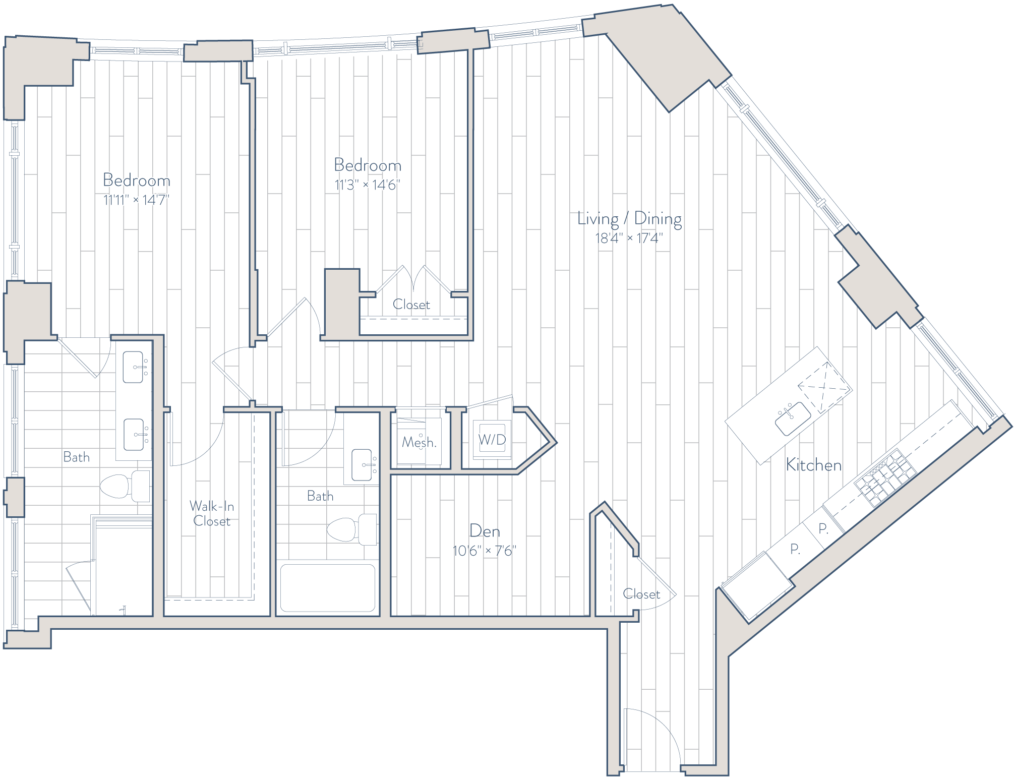 2 Bed/2 Bath Den-F1-3 floor plan