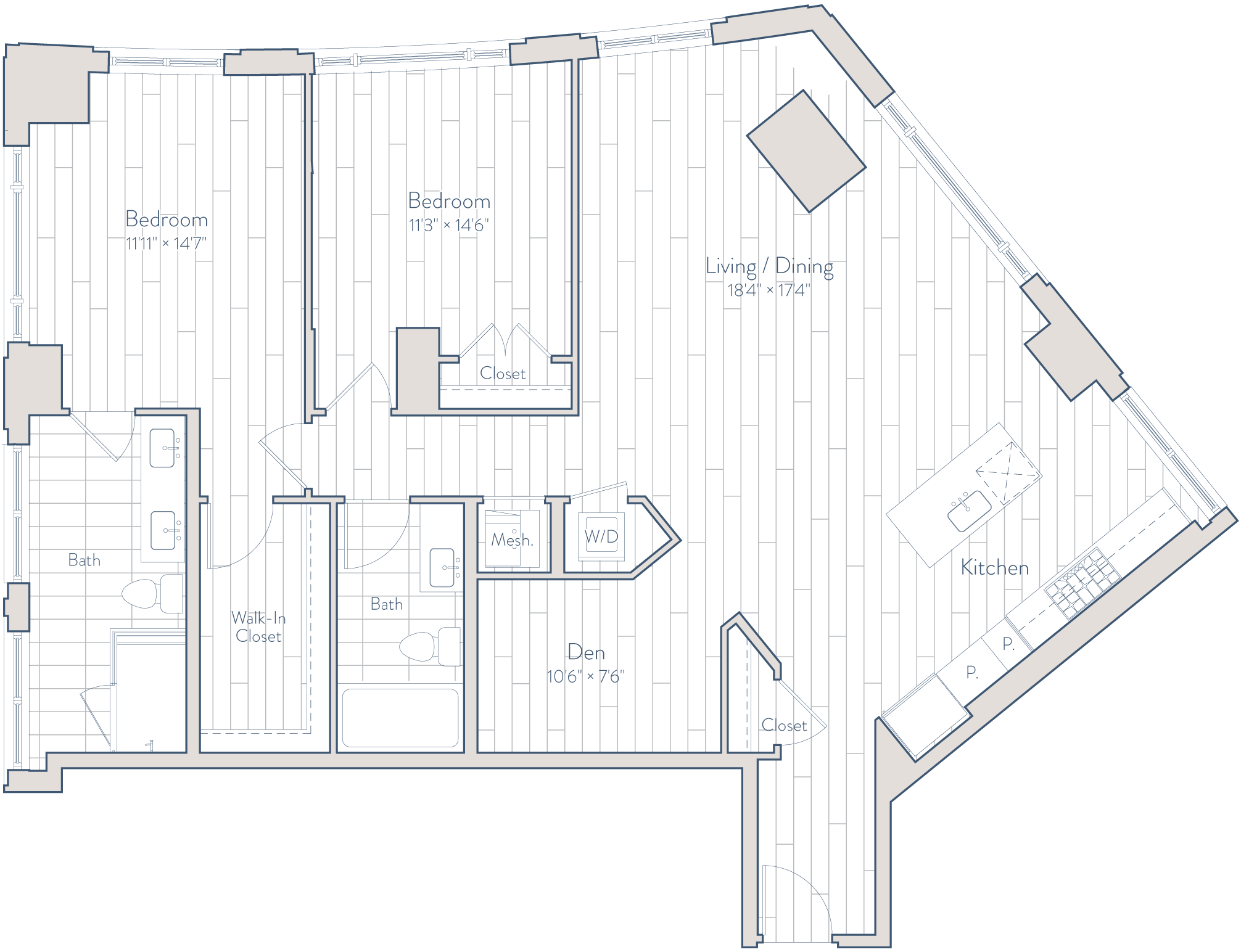 2 Bed/2 Bath Den-F1-4 floor plan