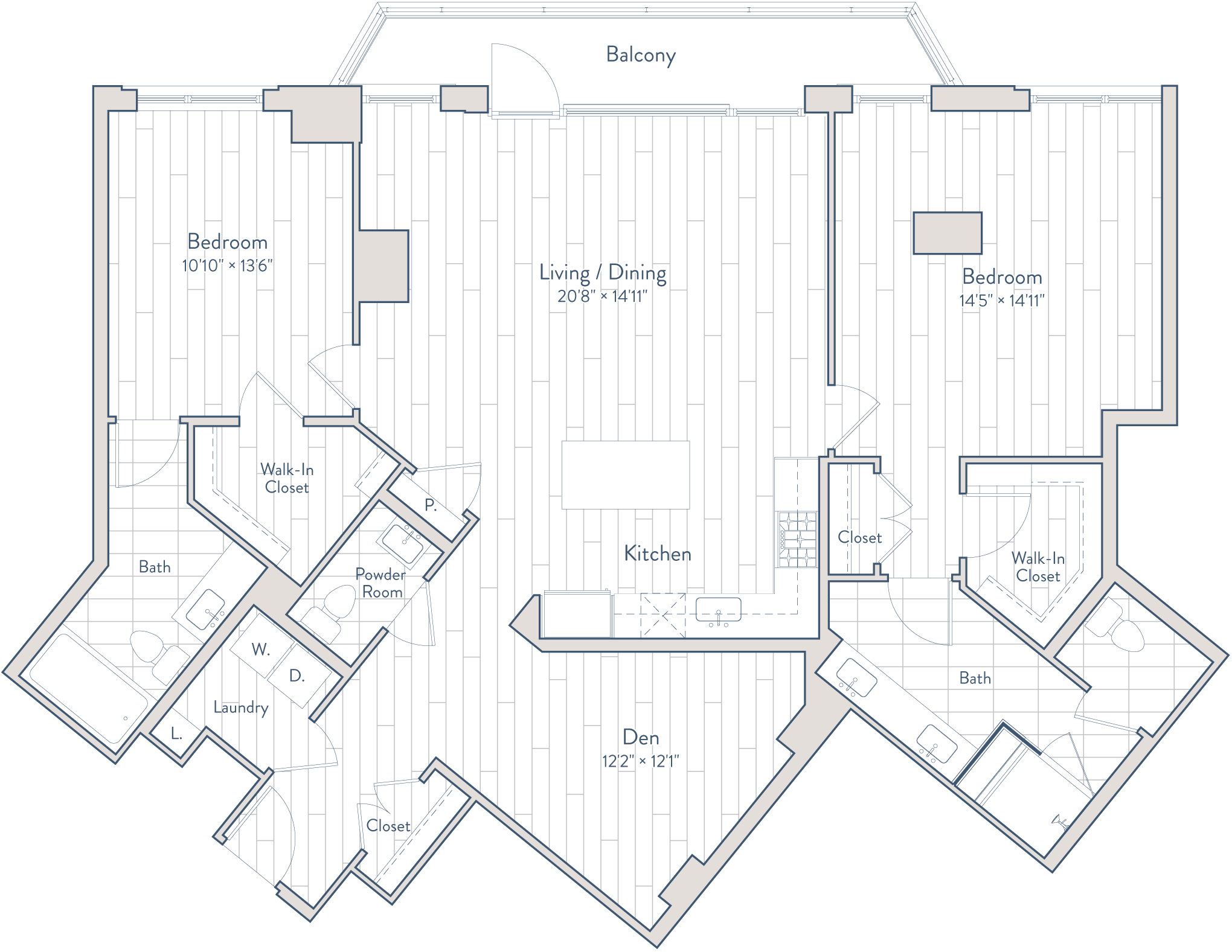 2 Bed/2.5 Bath Den-F3-a floor plan