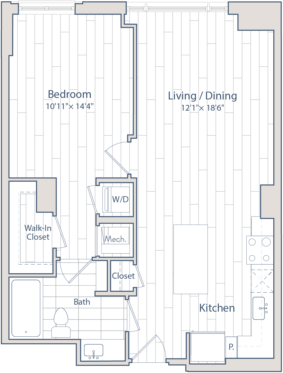 1 Bed/1 Bath-C6-2 floor plan