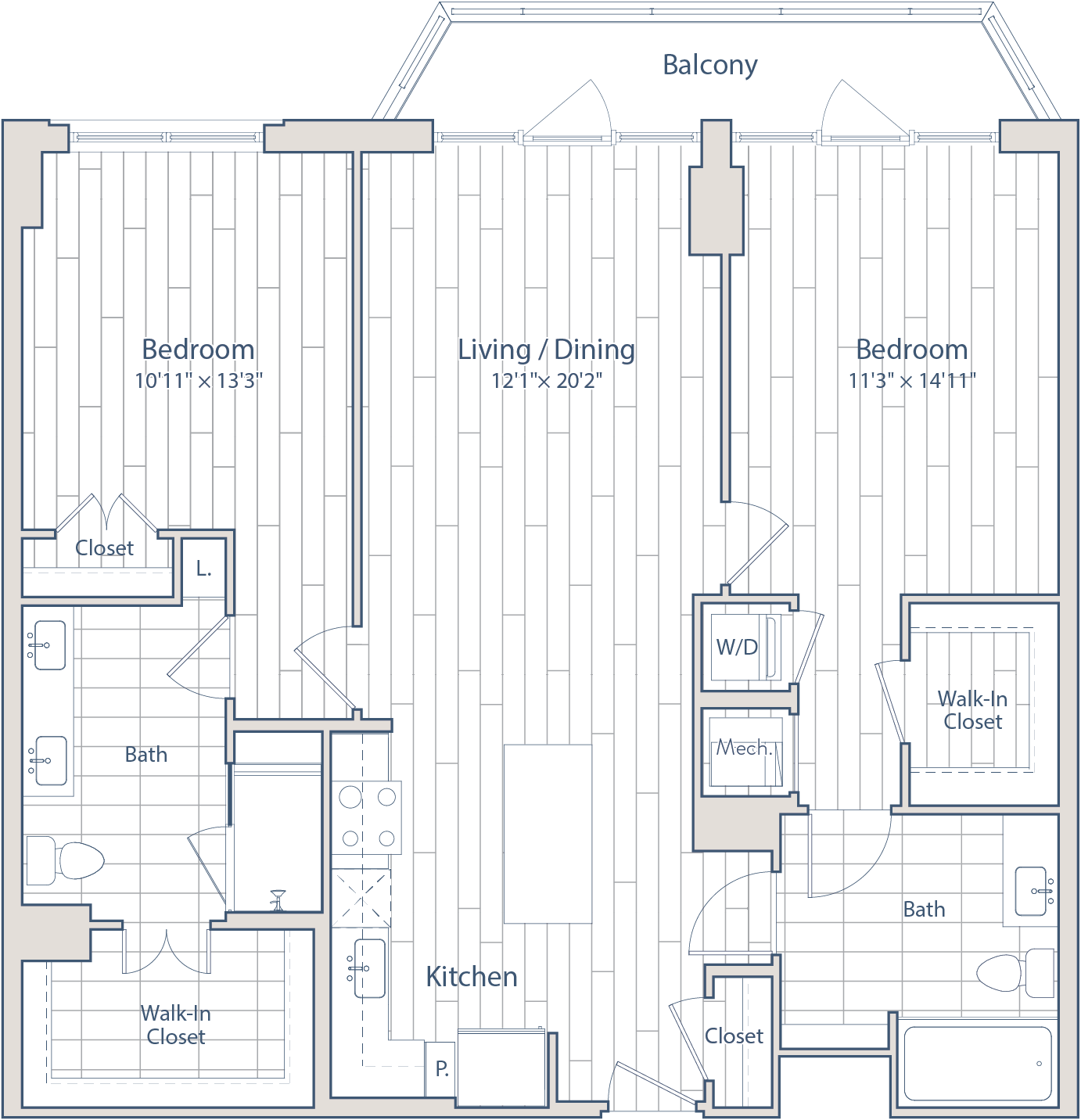 2 Bed/2 Bath-E2-b3 floor plan
