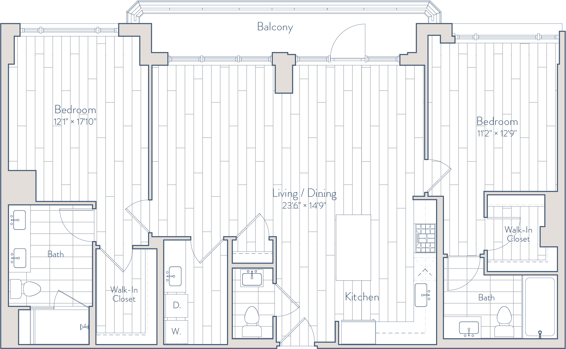 2 Bed/2.5 Bath-E28-b2 floor plan