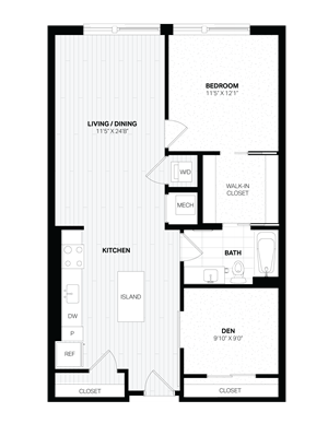 1 Bed/1 Bath Den-D2.2 floor plan