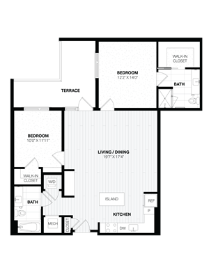 2 Bed/2 Bath-E12 East floor plan