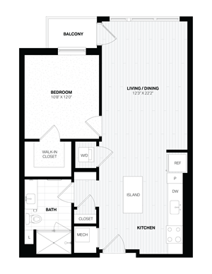 1 Bed/1 Bath-C3 East floor plan