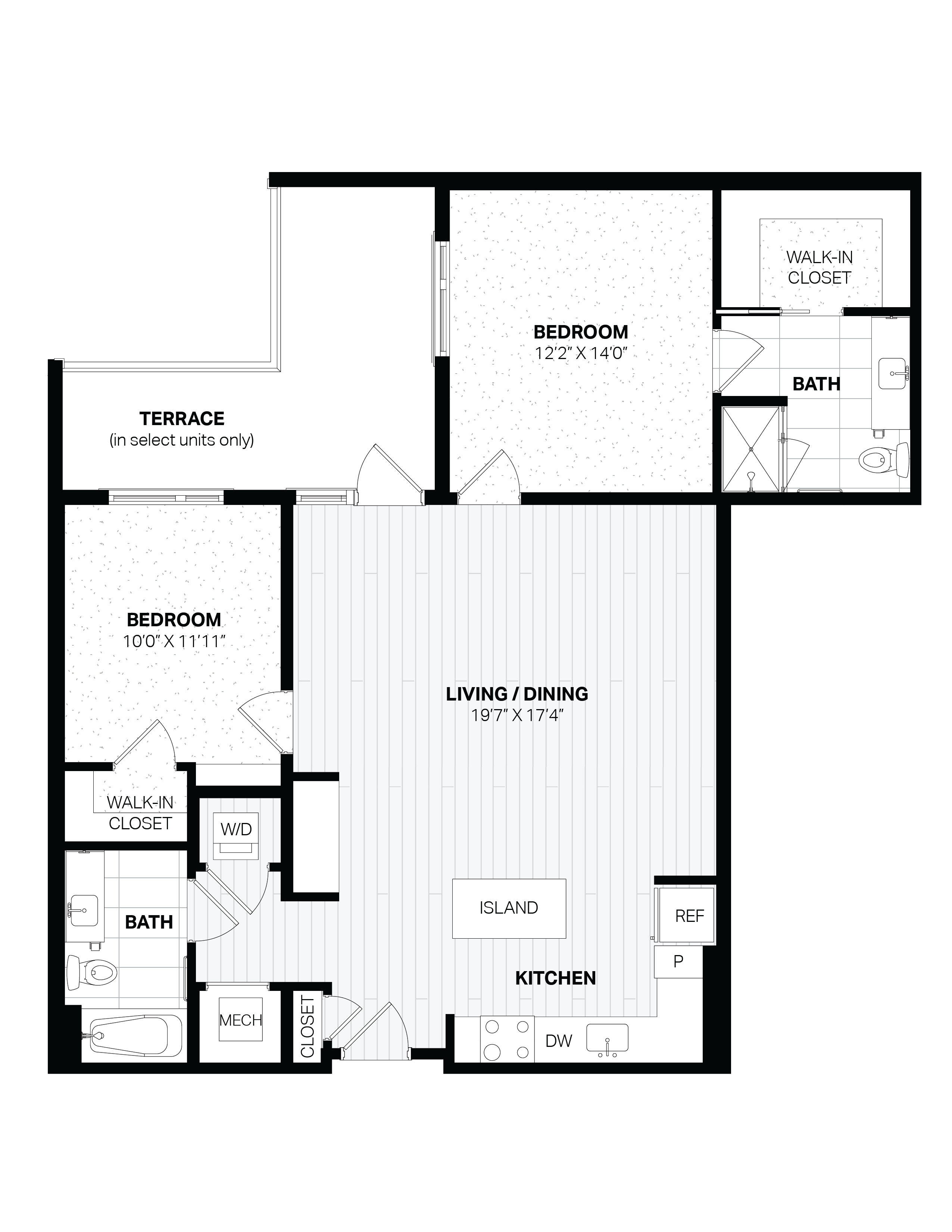 2 Bed/2 Bath-E12 WDU East floor plan