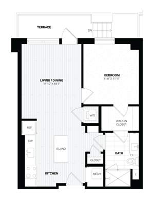 1 Bed/1 Bath-C1.1 floor plan
