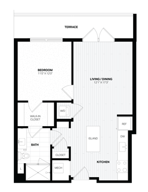 1 Bed/1 Bath-C1.4 East floor plan