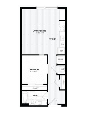 1 Bed/1 Bath JR-B5.2 floor plan
