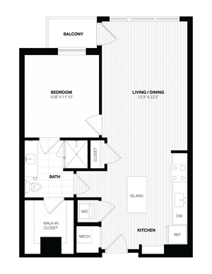 1 Bed/1 Bath-C5 East floor plan