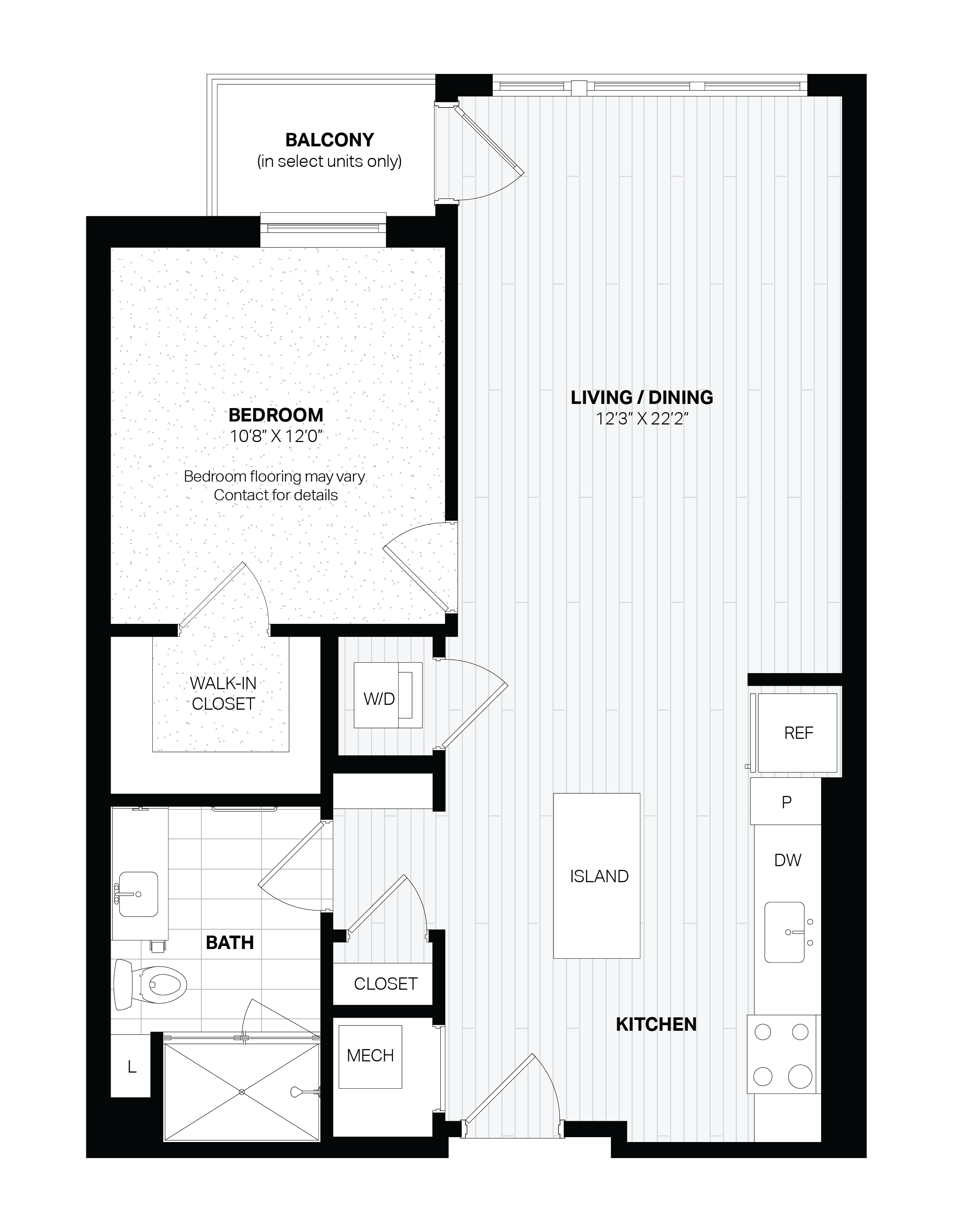 1 Bed/1 Bath-C3 WDU floor plan