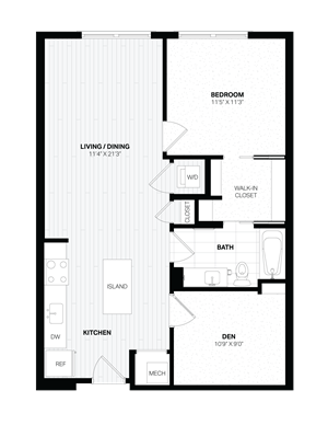 1 Bed/1 Bath Den-D4 East floor plan