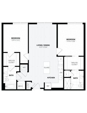 2 Bed/2 Bath-E4.1 East floor plan