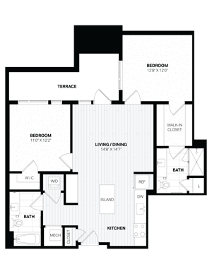 2 Bed/2 Bath-E1 floor plan