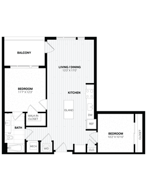 1 Bed/1 Bath Den-D1 floor plan
