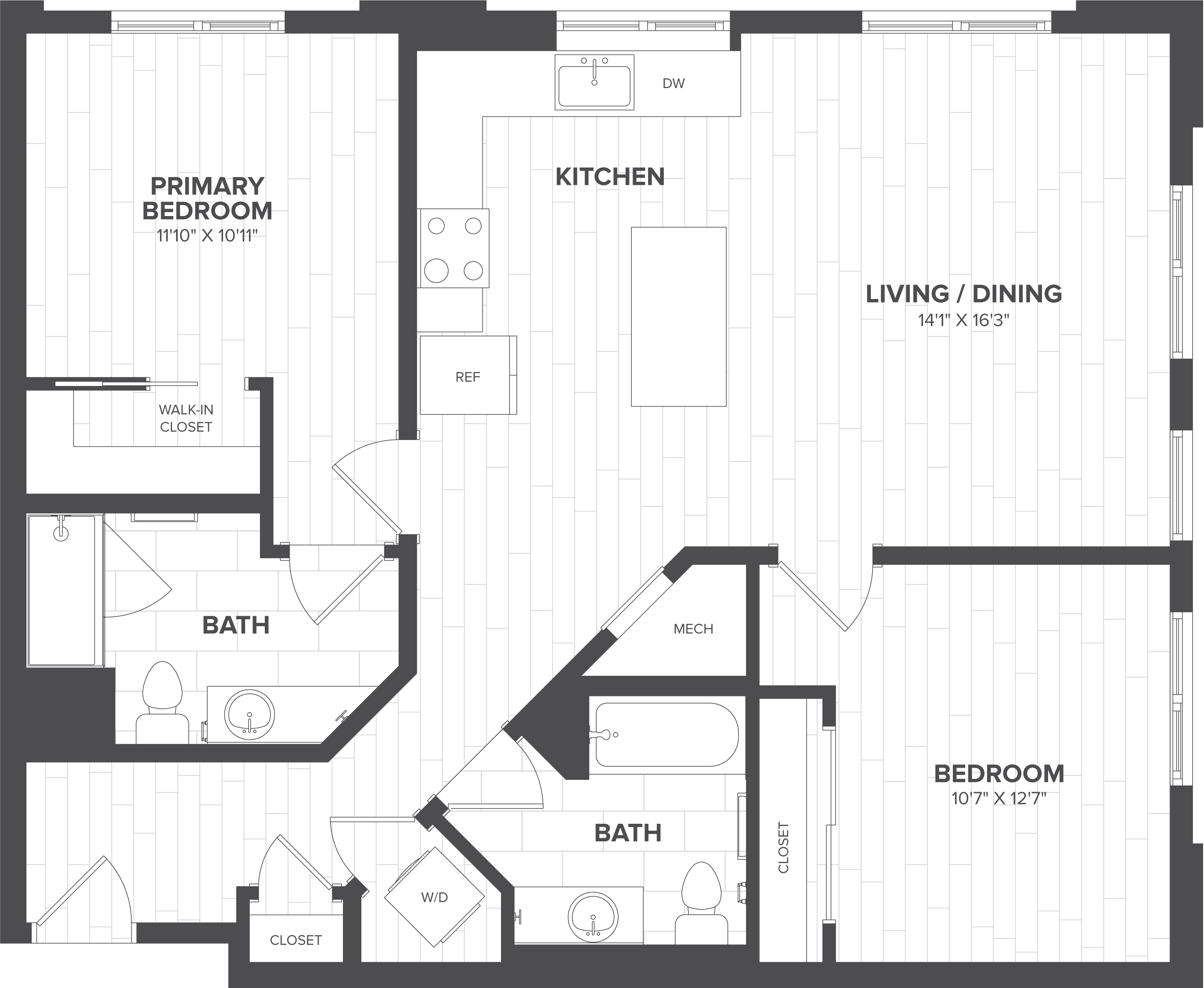 2 Bed-2 Bath-B7 floor plan