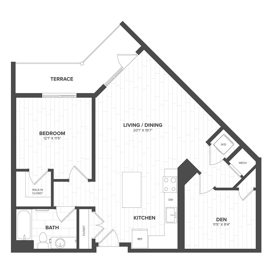 1 Bed-1 Bath-AD1 floor plan
