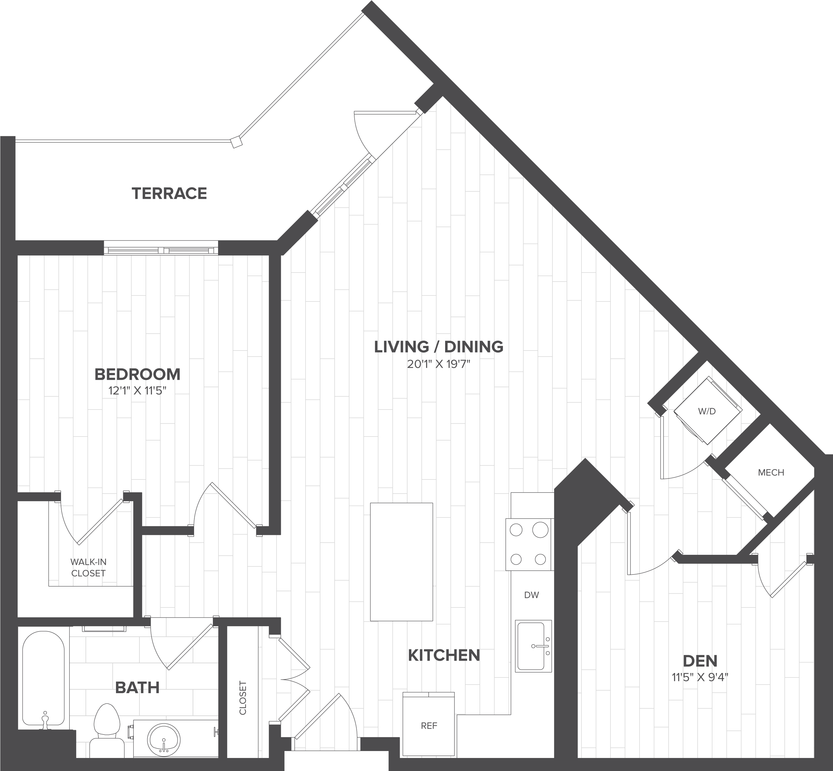 1 Bed-1 Bath Den-AD1 floor plan