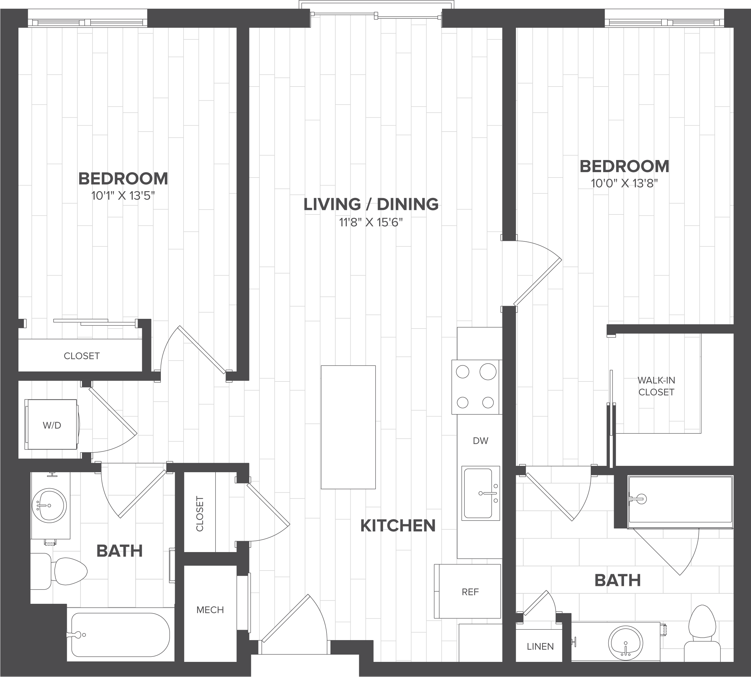 2 Bed-2 Bath-B2 floor plan