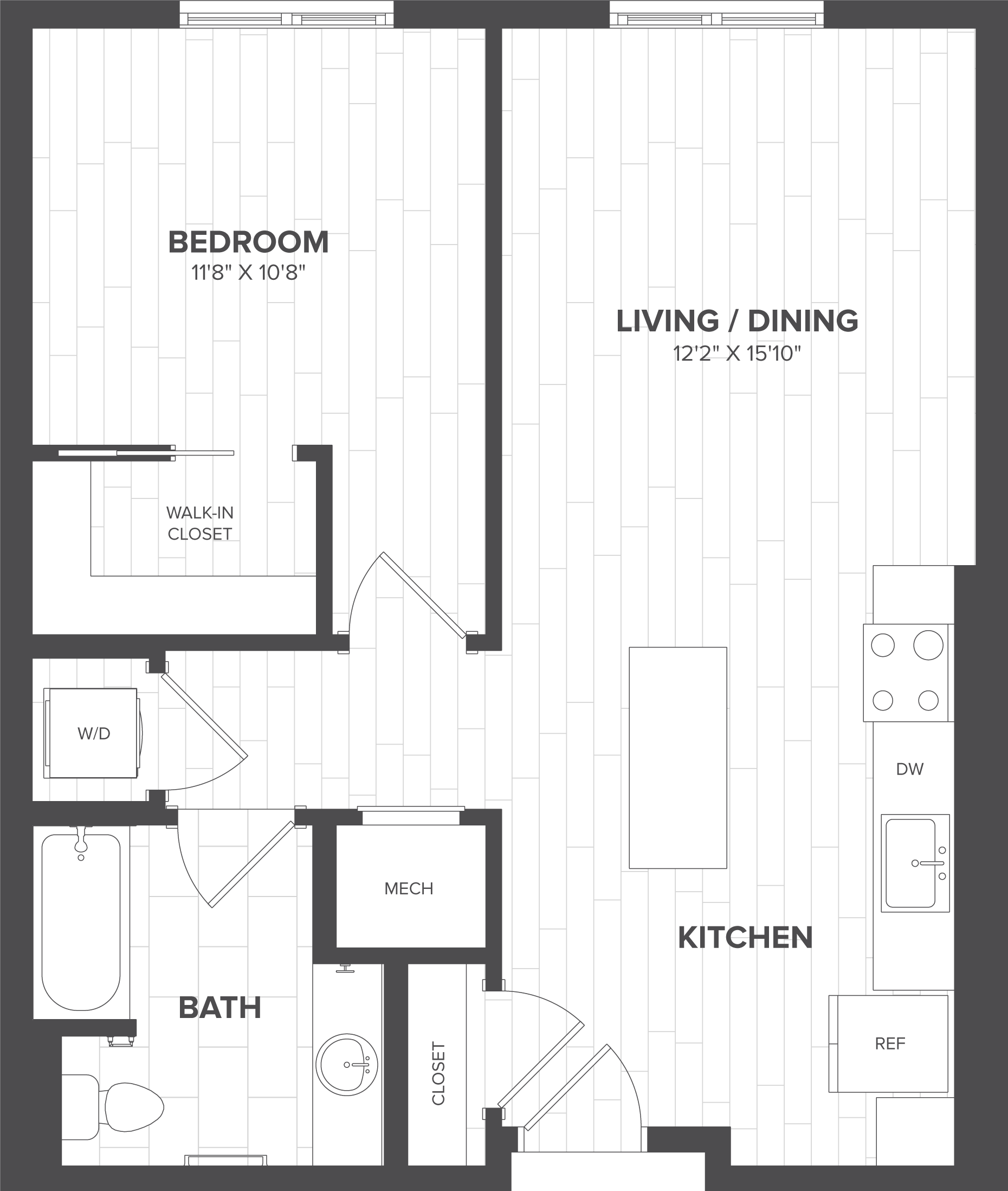 1 Bed-1 Bath-A1 floor plan