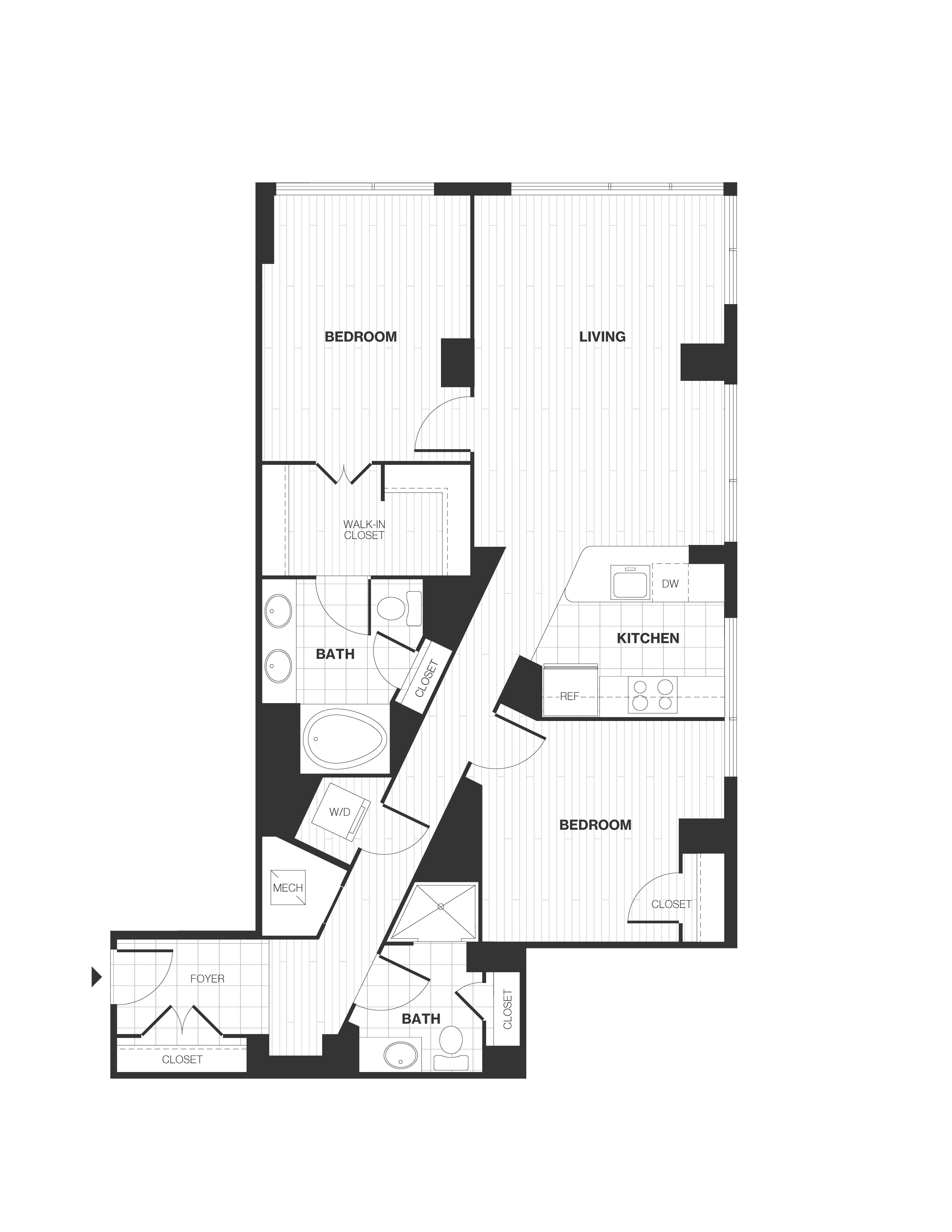 2 Bed/2 Bath floor plan