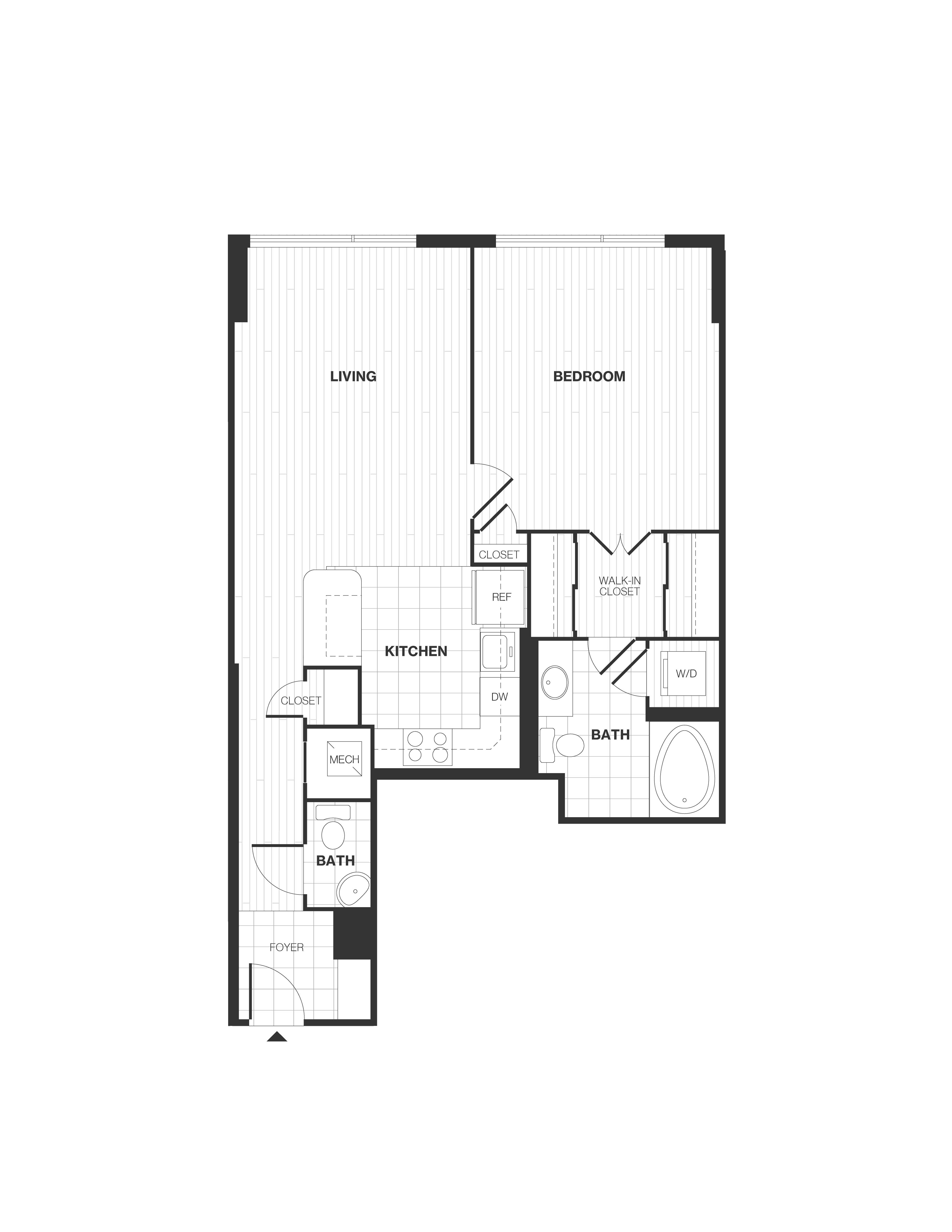 1 Bed/1.5 Bath floor plan