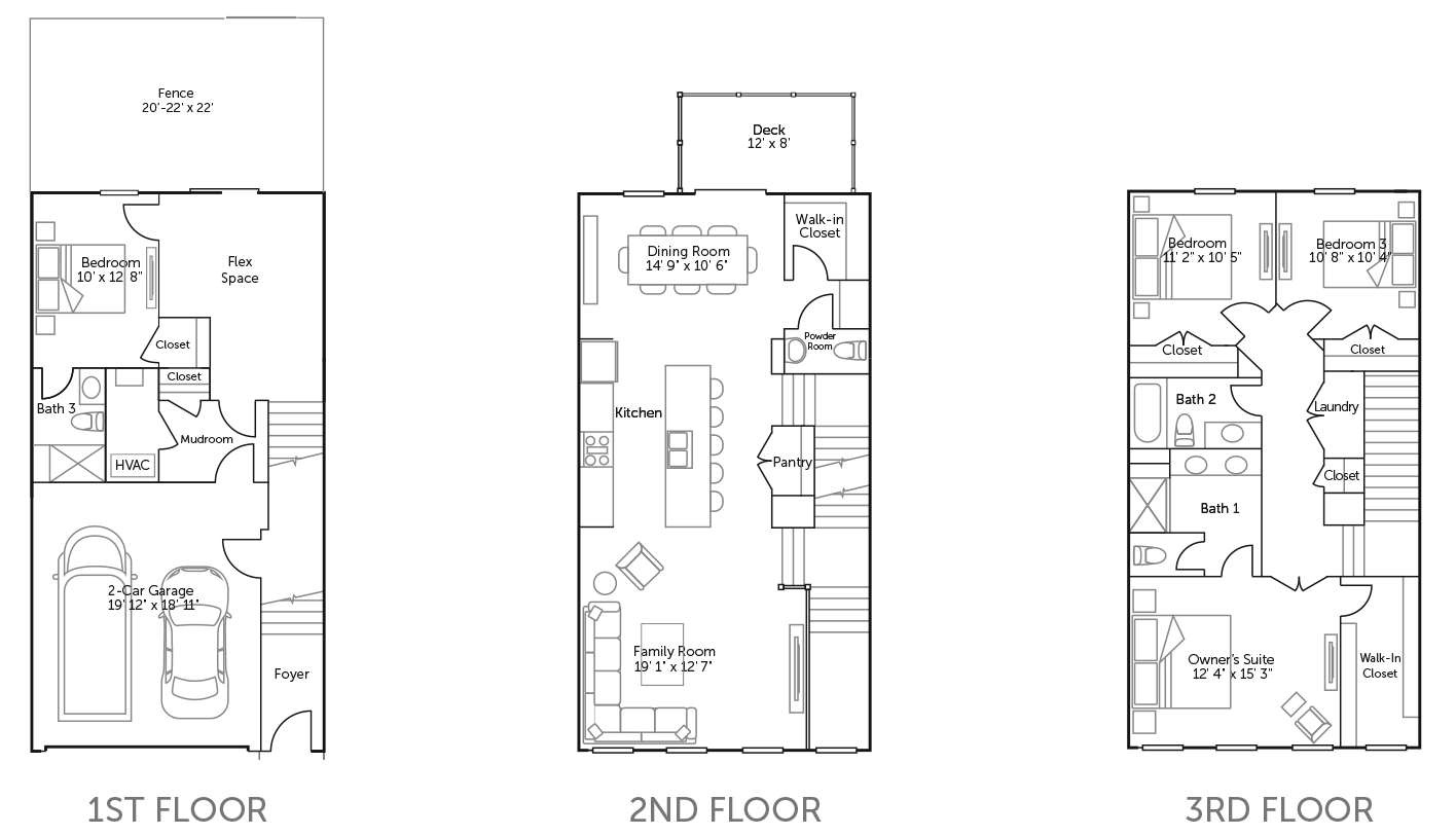Ellicott 2 Car Front - 4 Bed / 3.5 Bath TH floor plan