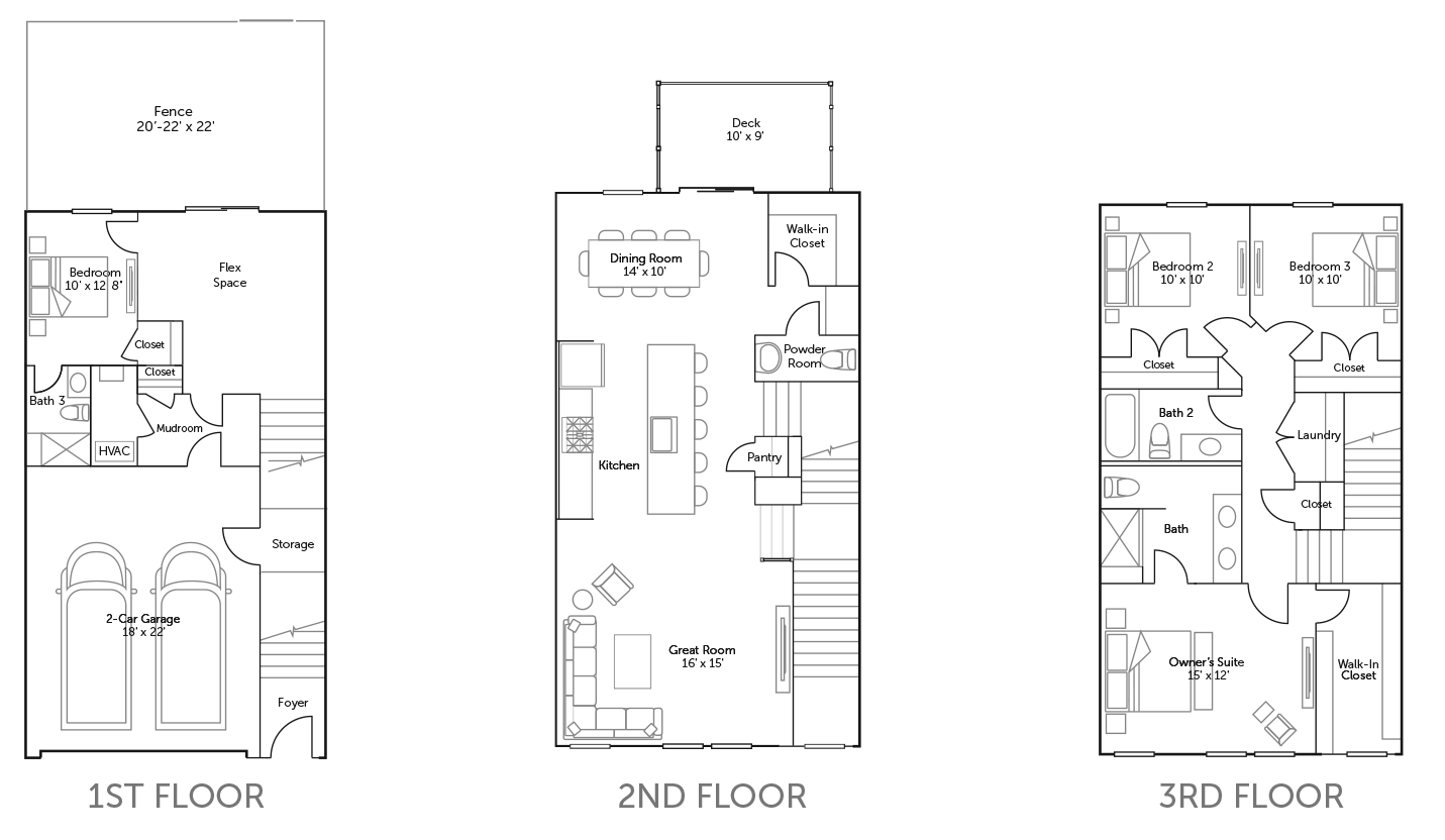 Elmwood 2 Car Front - 4 Bed / 3.5 Bath TH floor plan
