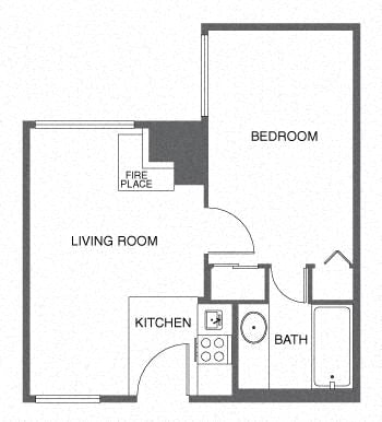 1 Bed, 1 Bath A floor plan