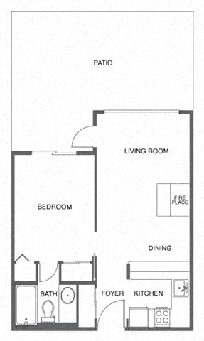 1 Bed, 1 Bath floor plan