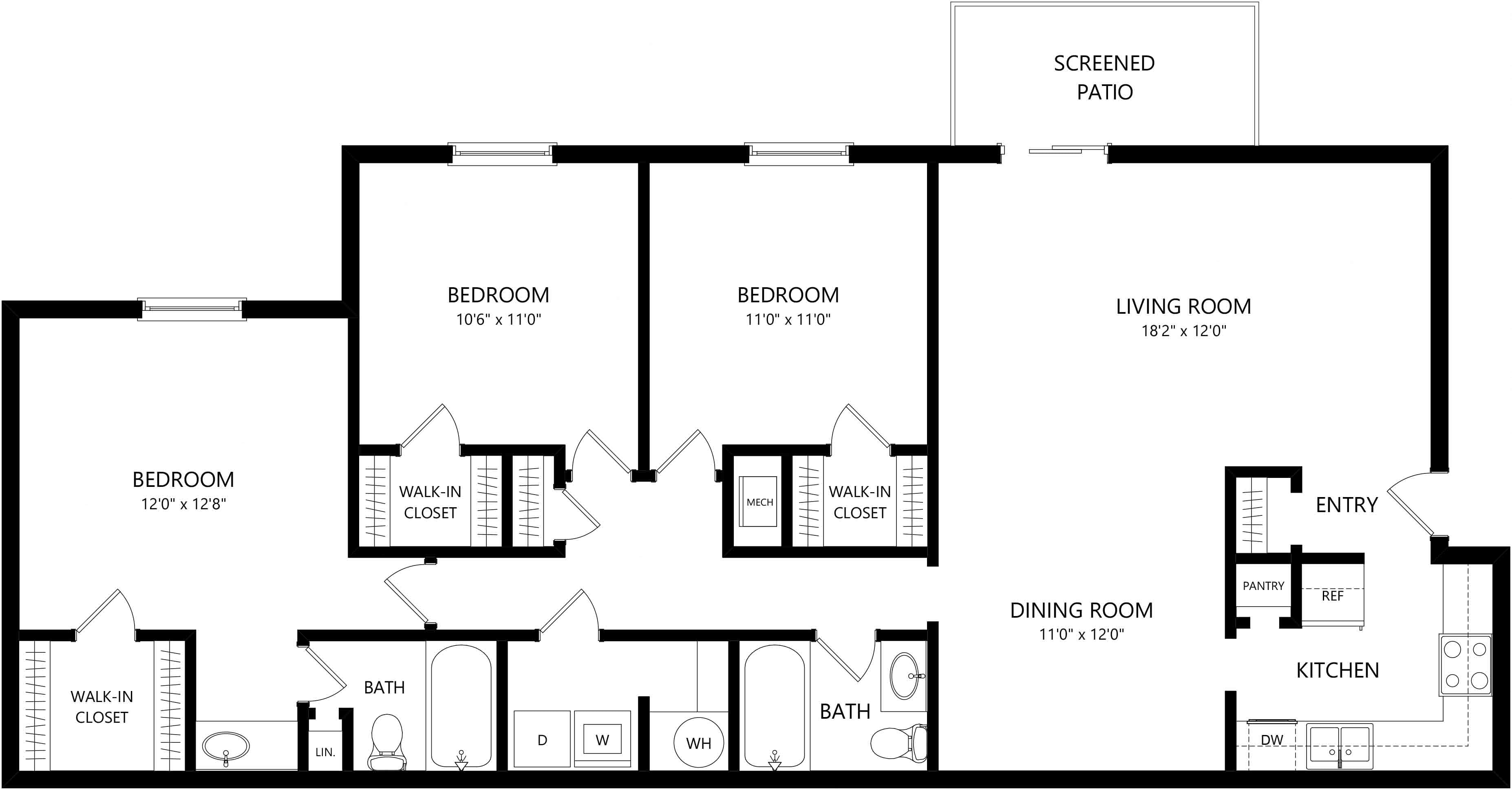 Three Bedroom floor plan