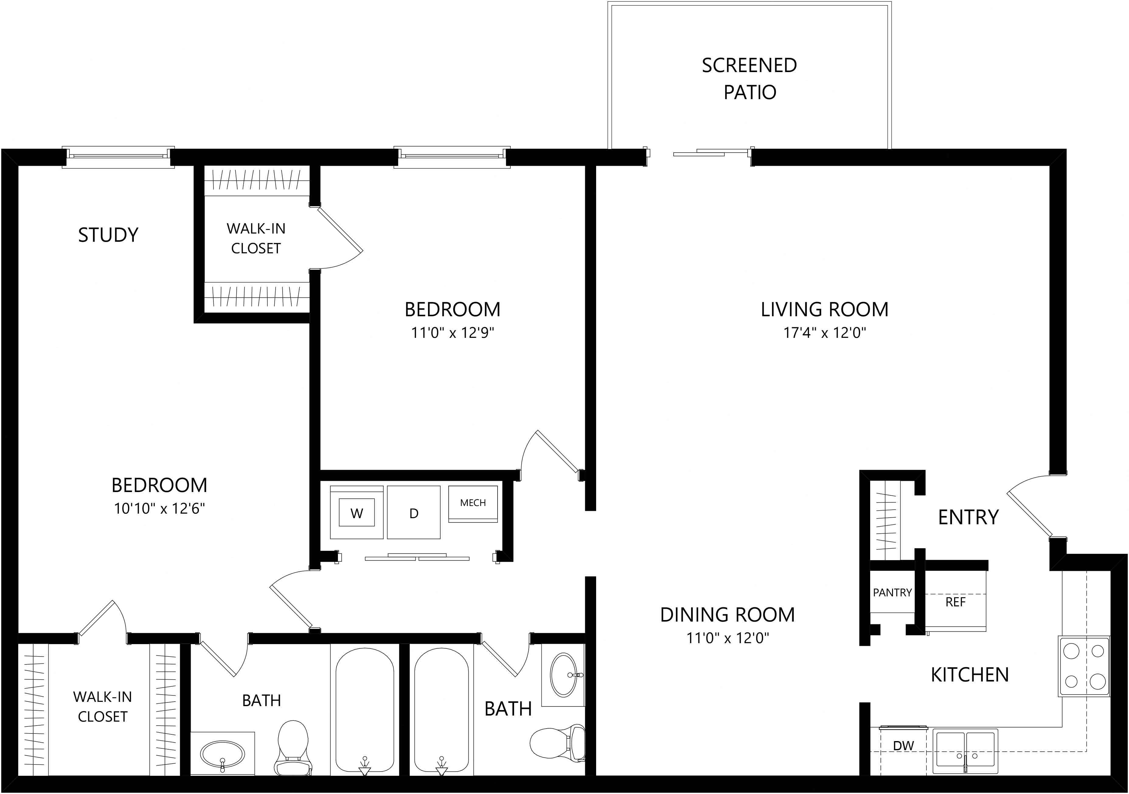Two Bedroom B floor plan