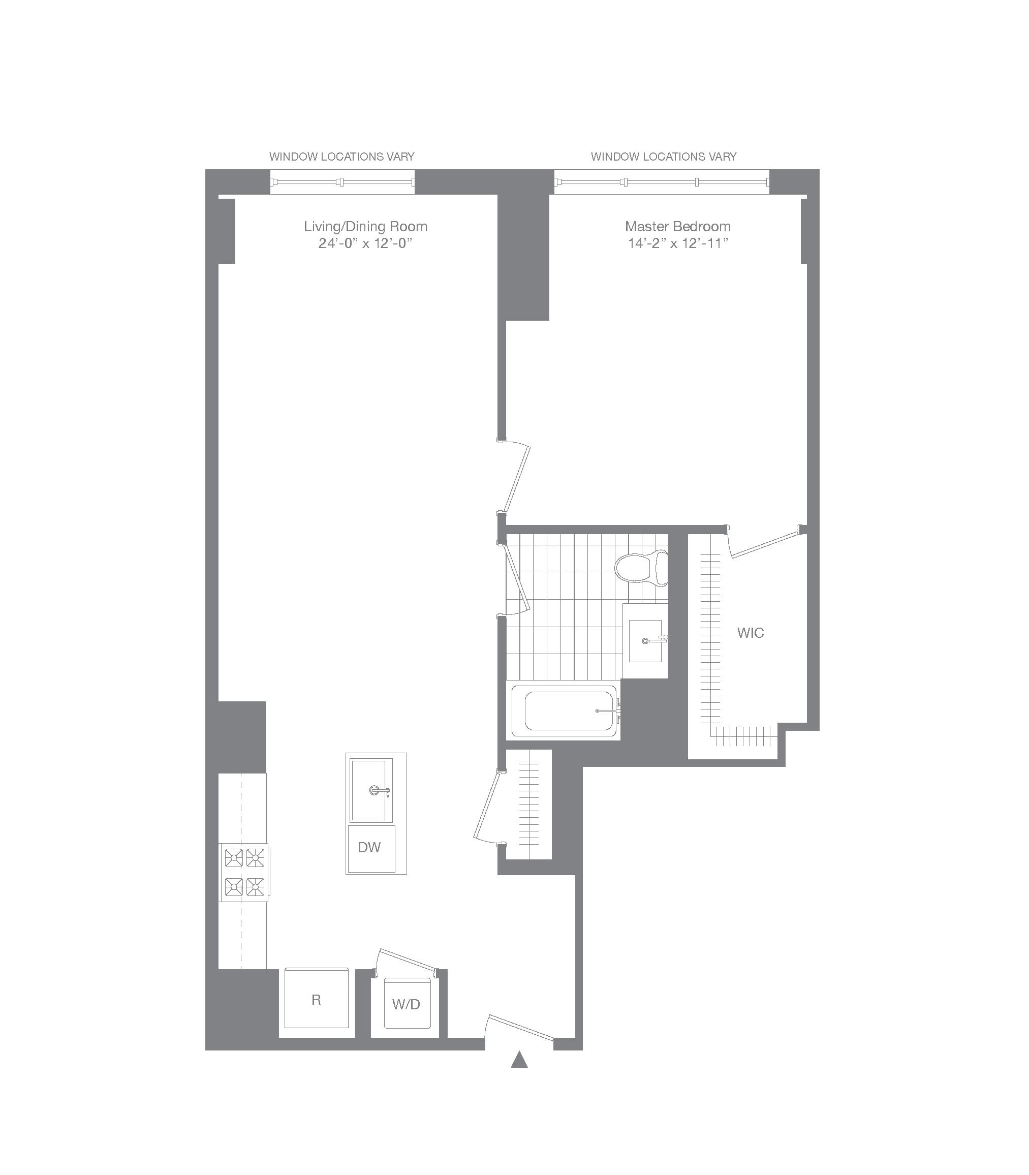 #0813 - 1 bedroom floorplan layout with 1 bathroom and 850 square feet